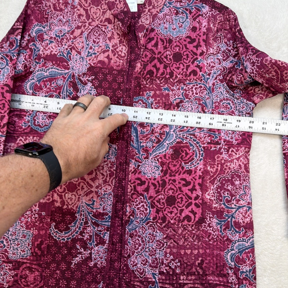 Coldwater Creek Quilted Jacket Women's XS Paisley Patchwork Zip Pink Blue - Picture 5 of 11